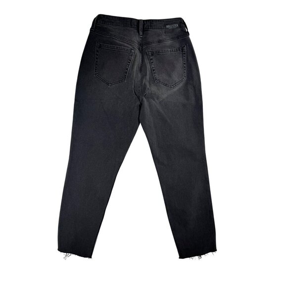 Hollister Women's Curvy High Rise Mom Vintage Jeans Black 5R Size 27 Frayed Hem - Picture 2 of 5